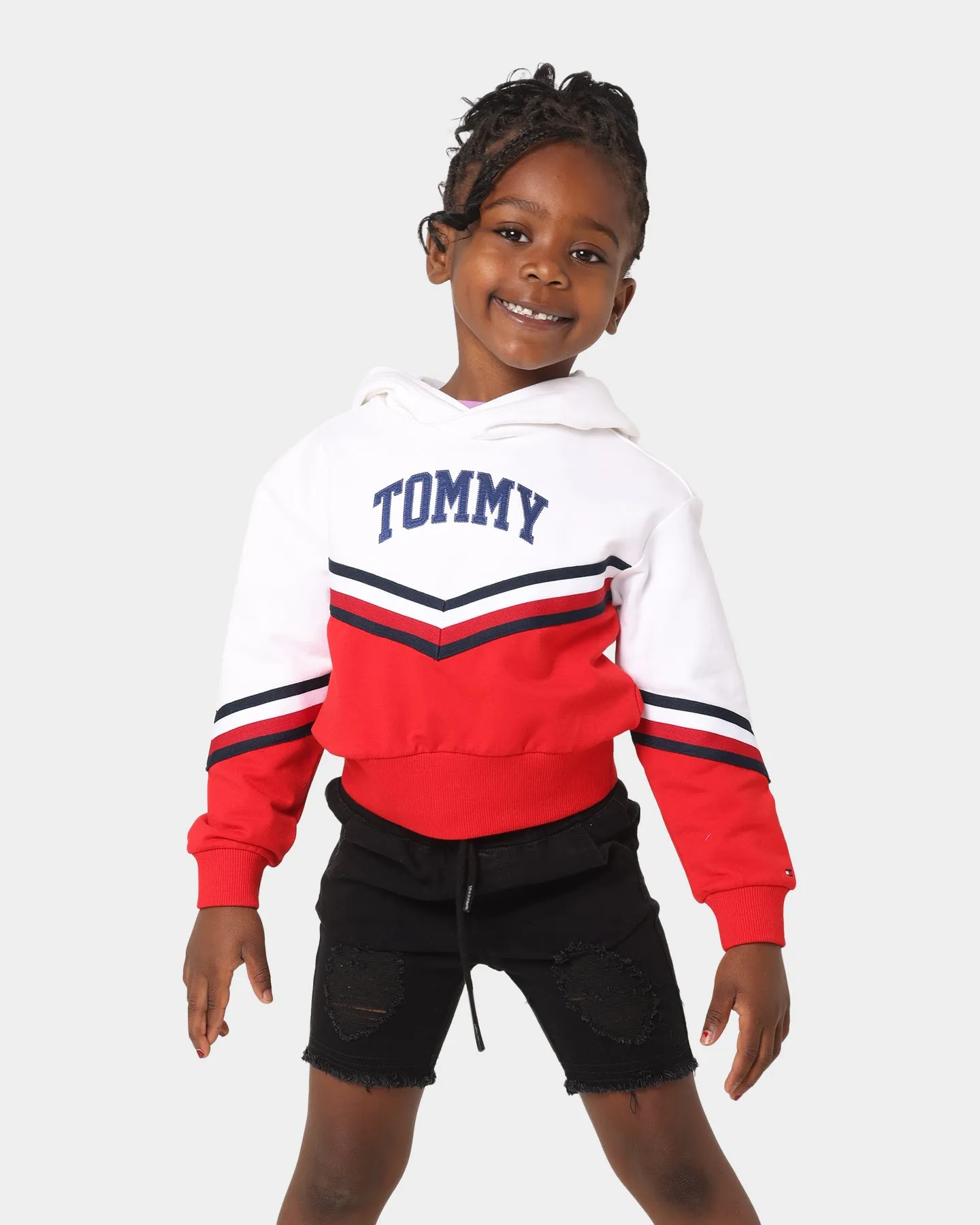 Tommy Hilfiger Kids Varsity Chevron Hoodie White/Deep Crimson