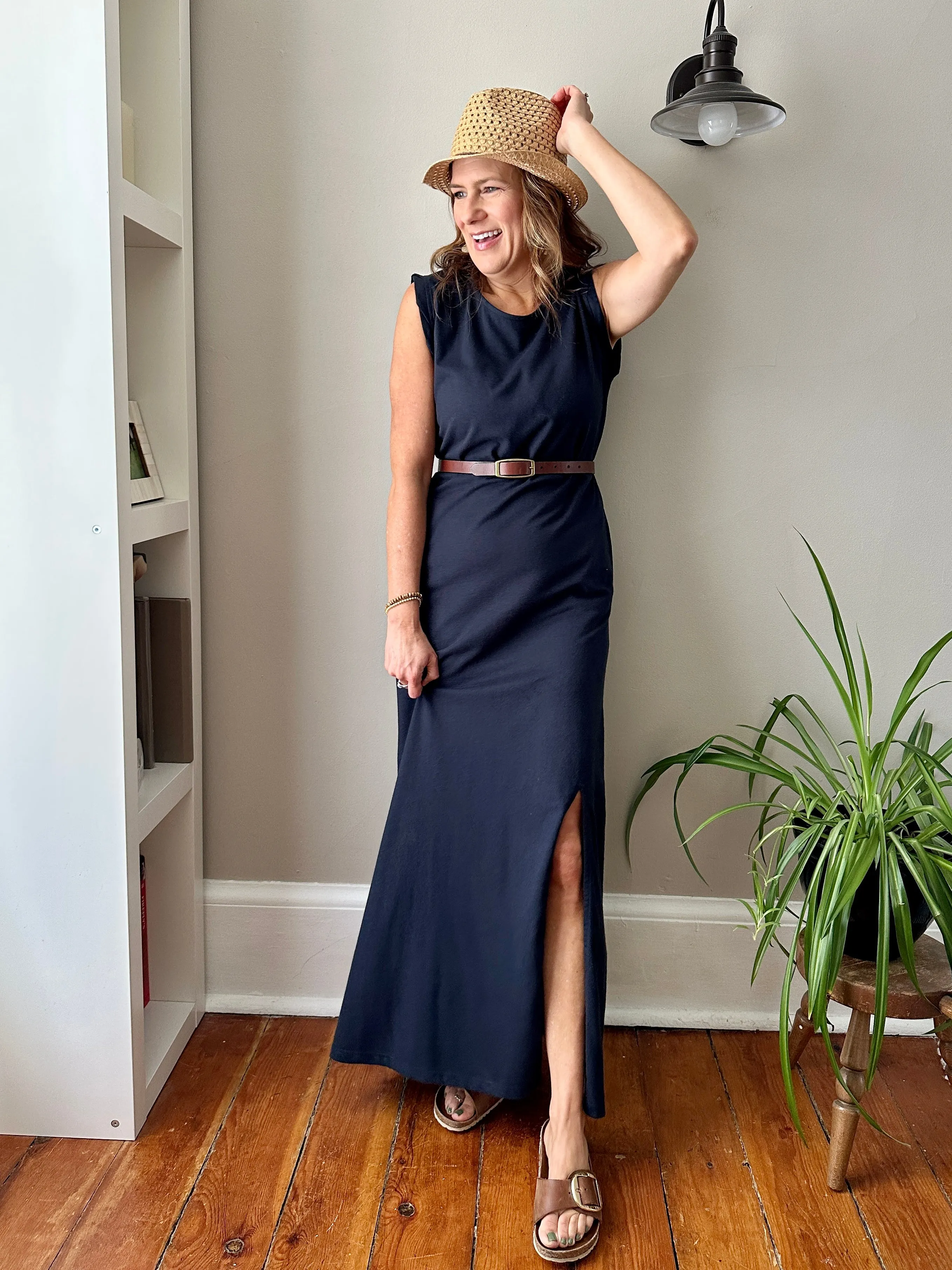 Twisted Sleeve Knit Maxi Dress