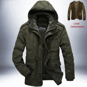 Two-piece men's lamb wool detachable parka coat