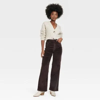 Universal Thread Women's High-Rise Wide Leg Jeans Cropped Corduroy Pants