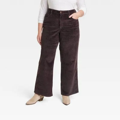 Universal Thread Women's High-Rise Wide Leg Jeans Cropped Corduroy Pants