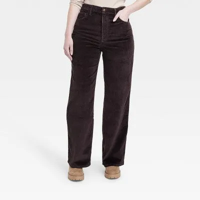 Universal Thread Women's High-Rise Wide Leg Jeans Cropped Corduroy Pants