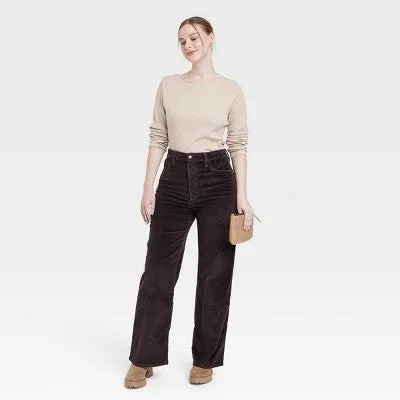 Universal Thread Women's High-Rise Wide Leg Jeans Cropped Corduroy Pants