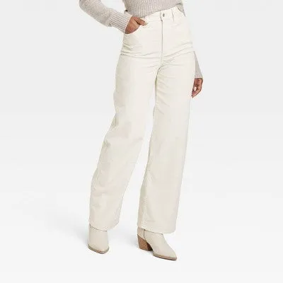 Universal Thread Women's High-Rise Wide Leg Jeans Cropped Corduroy Pants