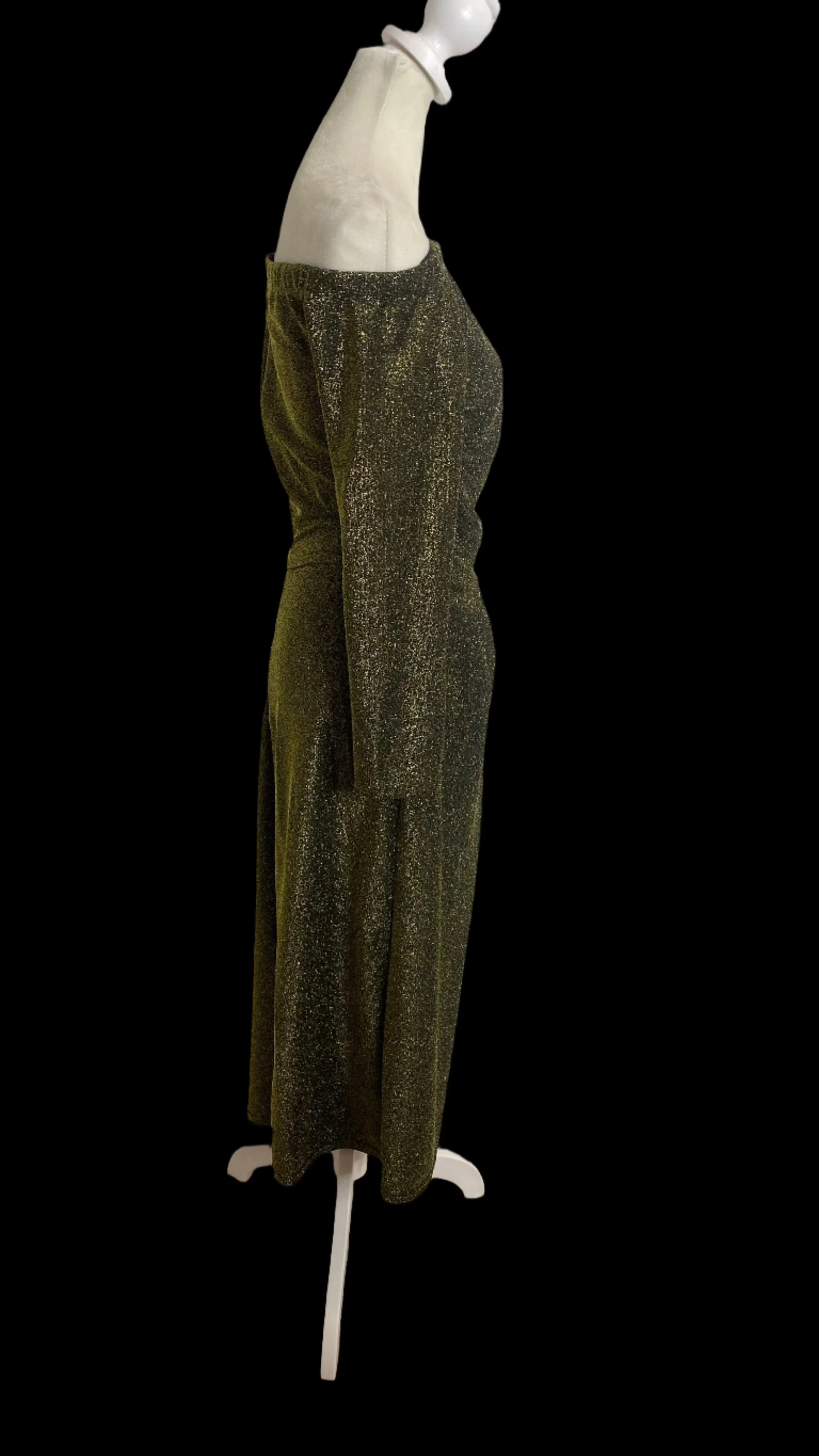 Vintage 1970's Era Gold Metalic Maxi Dress