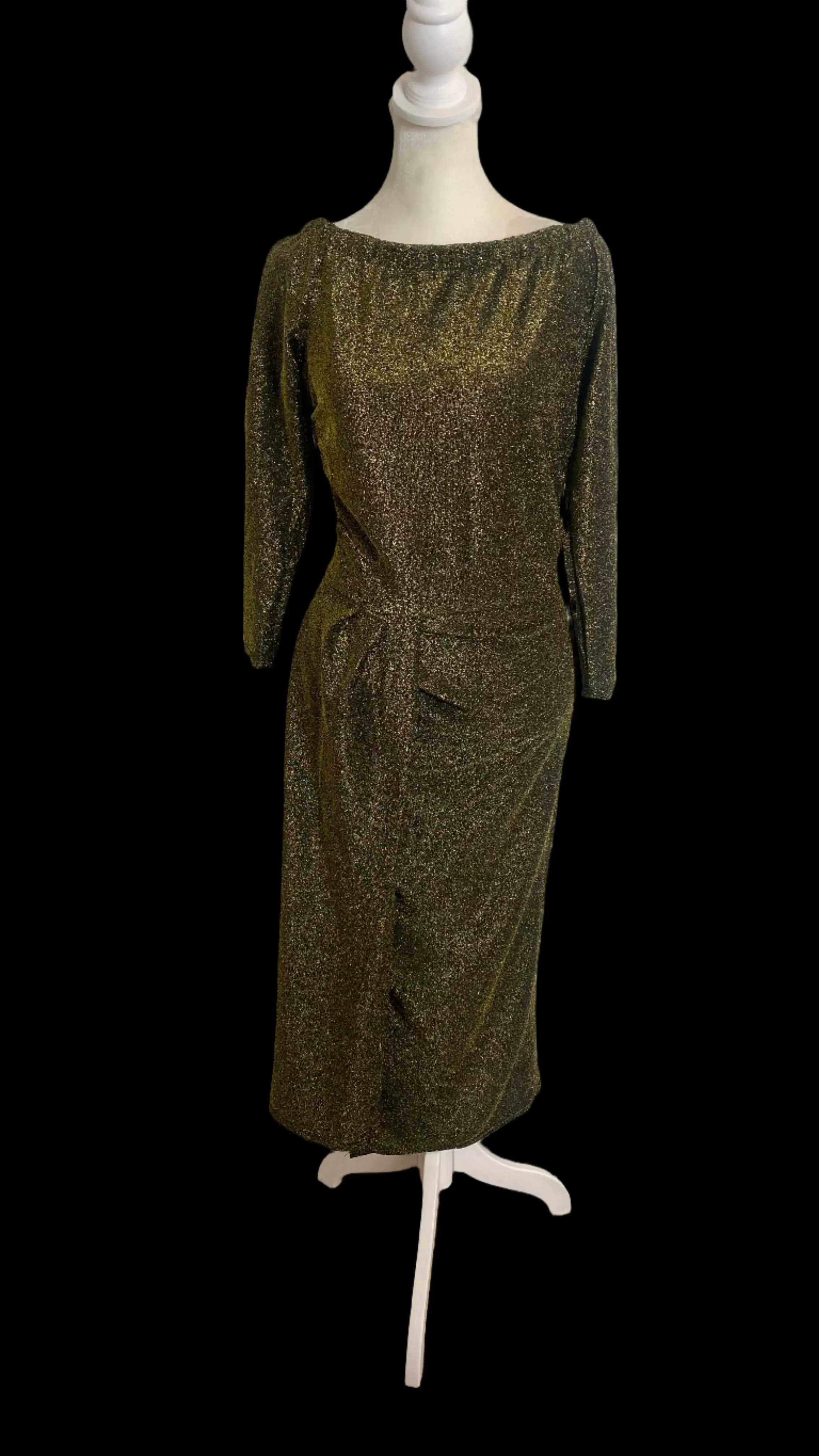 Vintage 1970's Era Gold Metalic Maxi Dress