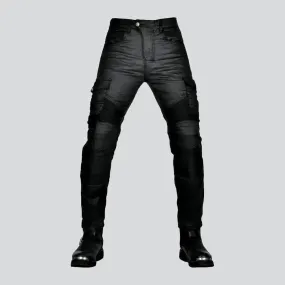 Wax black biker jeans
 for men