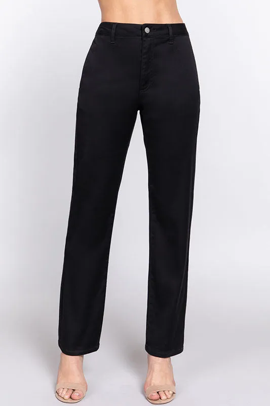 Women's Casual Straight Fit Twill Long Pants