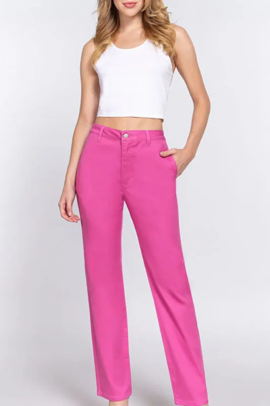 Women's Casual Straight Fit Twill Long Pants