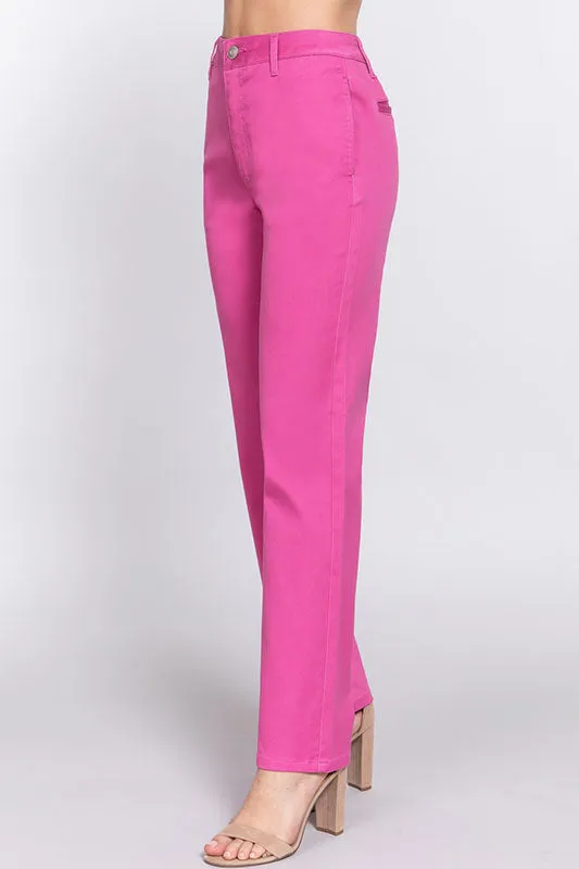 Women's Casual Straight Fit Twill Long Pants