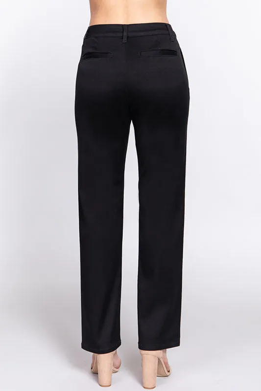 Women's Casual Straight Fit Twill Long Pants