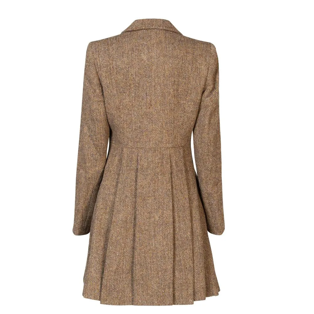 Women's Harris Tweed Coat - Zoe - Brown Herringbone