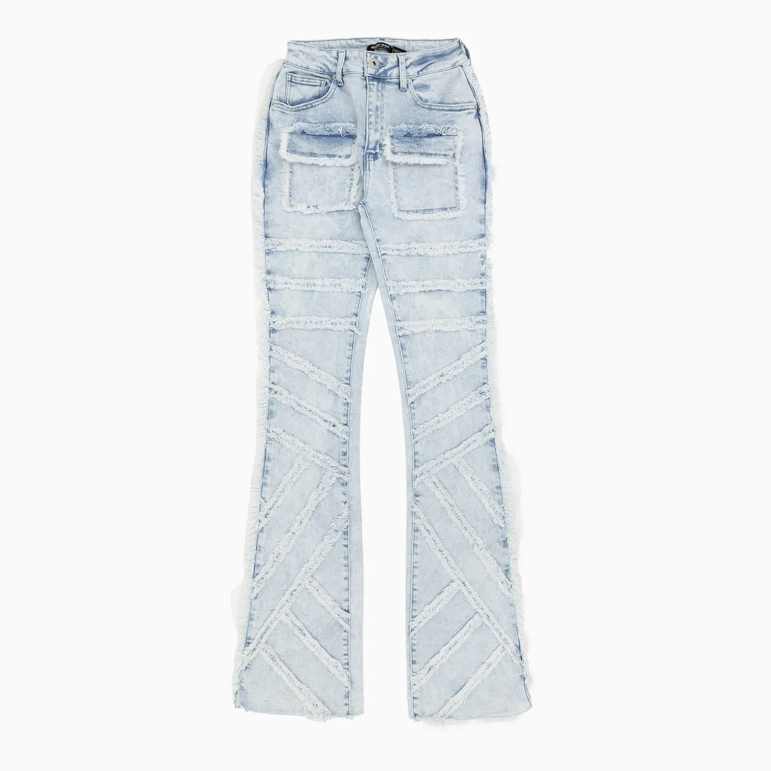 Women's Stacked Frayed Denim Jeans Pant