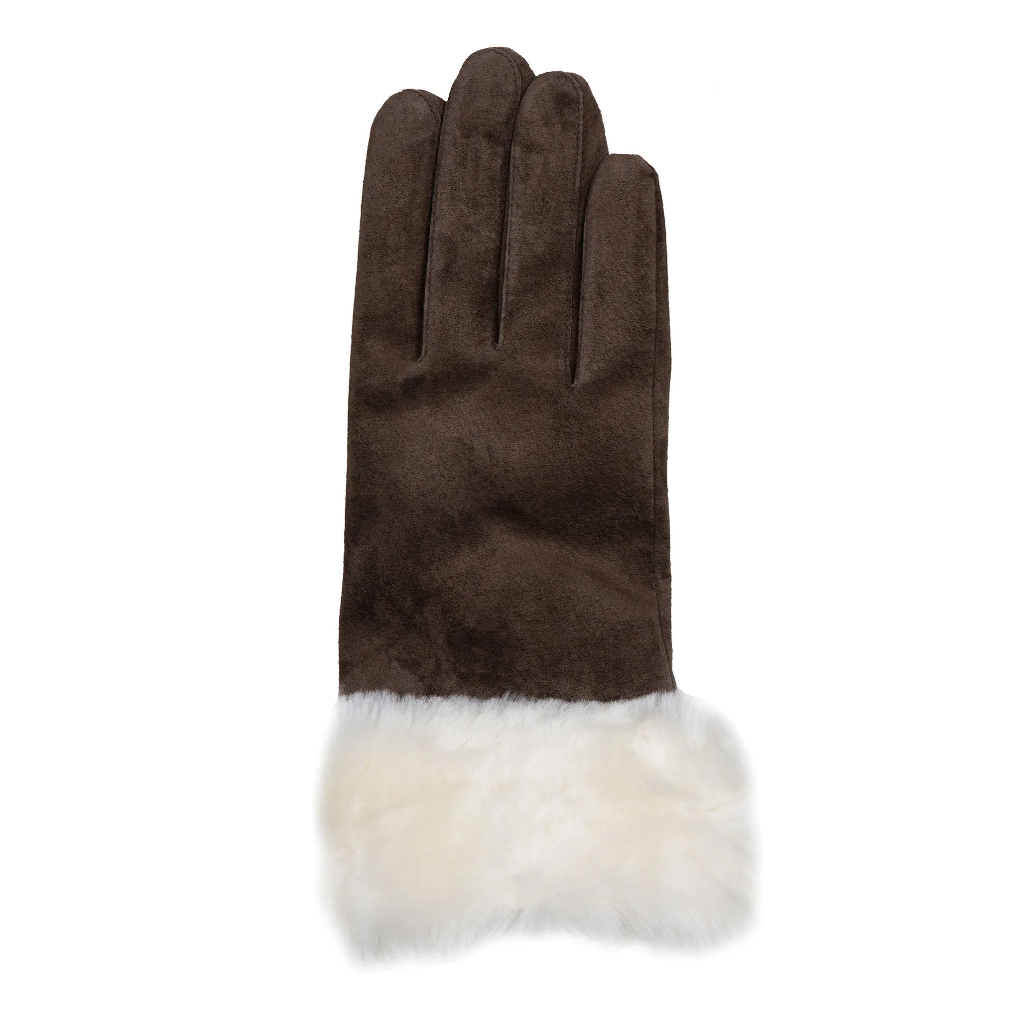 Women’s Touchscreen Water Resistant Lined Suede Gloves with Sheepskin Cuffs