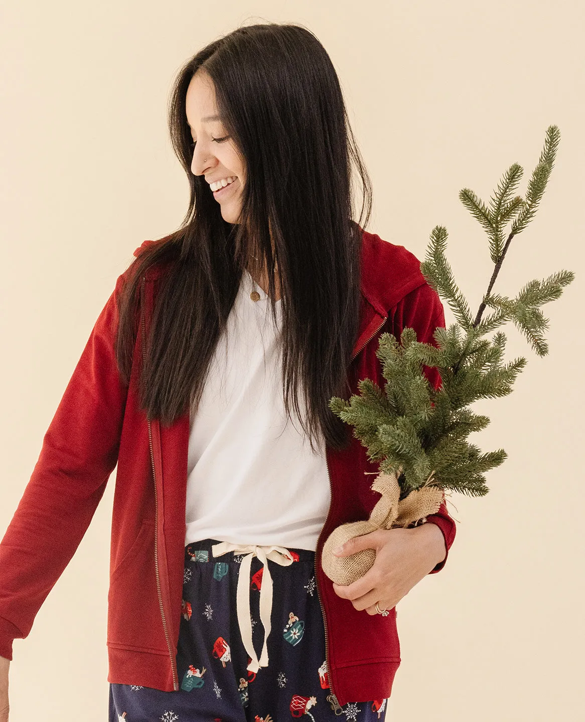 Women's Zip Hoodie in Crimson