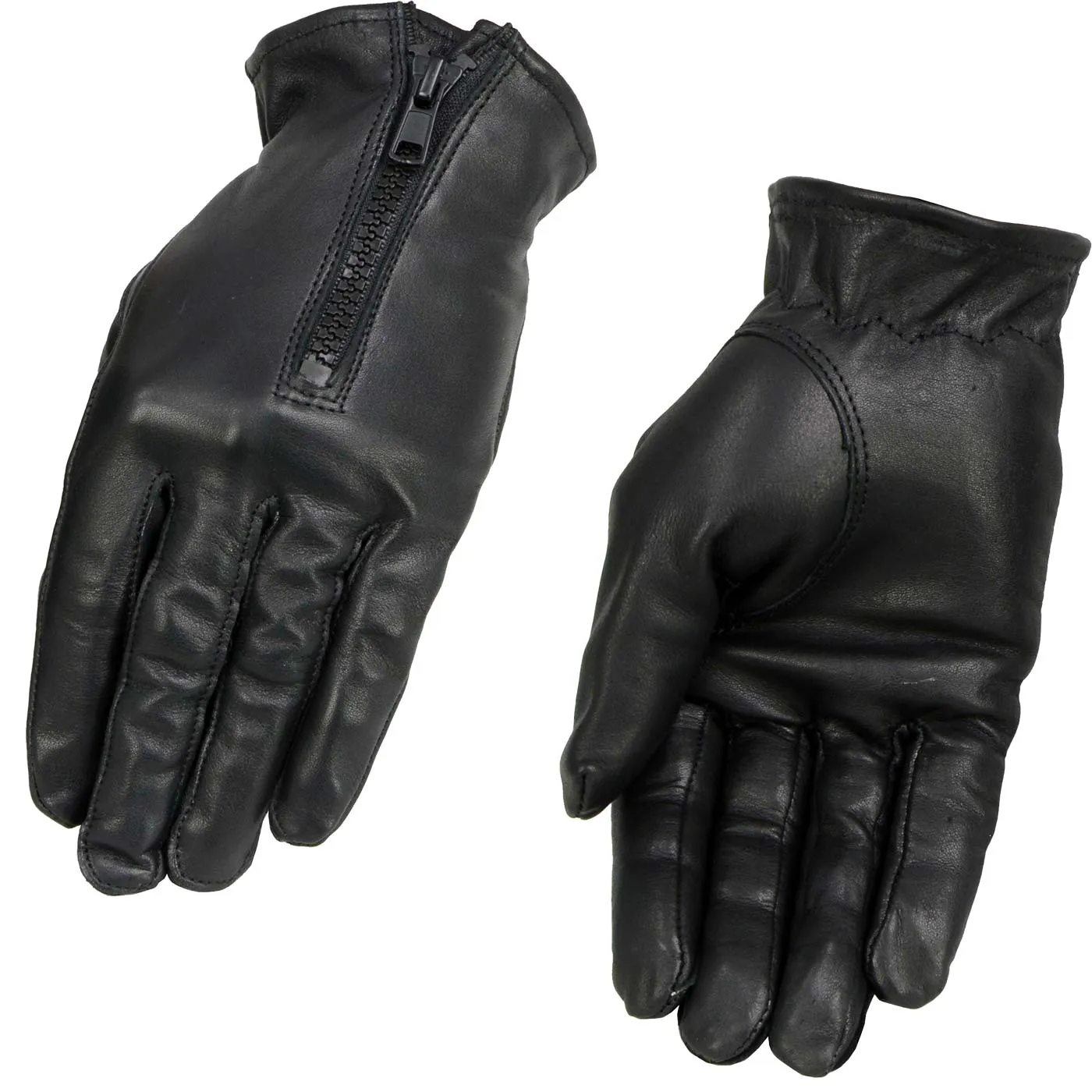 Xelement XG37536 Ladies Black Unlined Leather Gloves with Zipper