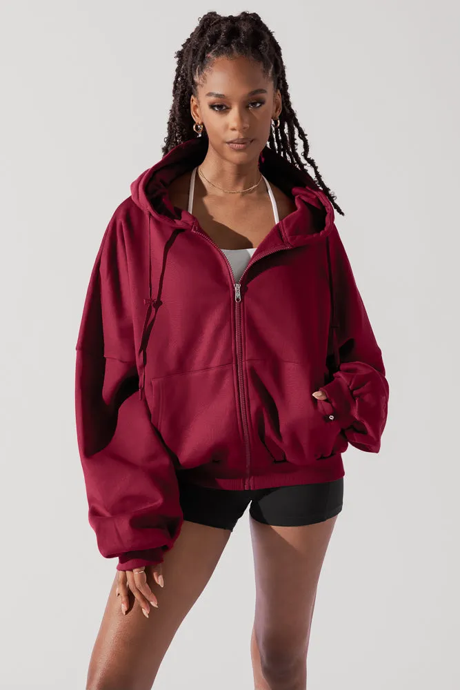 Zip Cloud Hoodie - Crimson