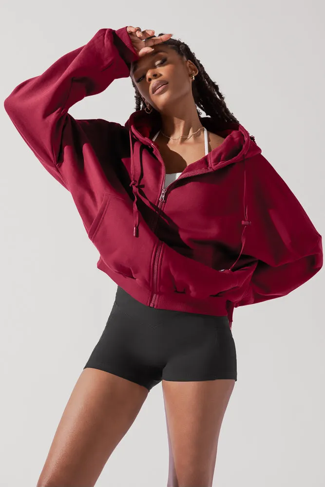 Zip Cloud Hoodie - Crimson