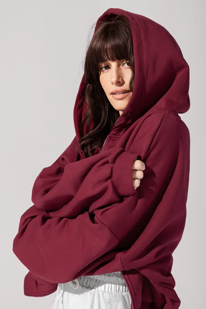 Zip Cloud Hoodie - Crimson