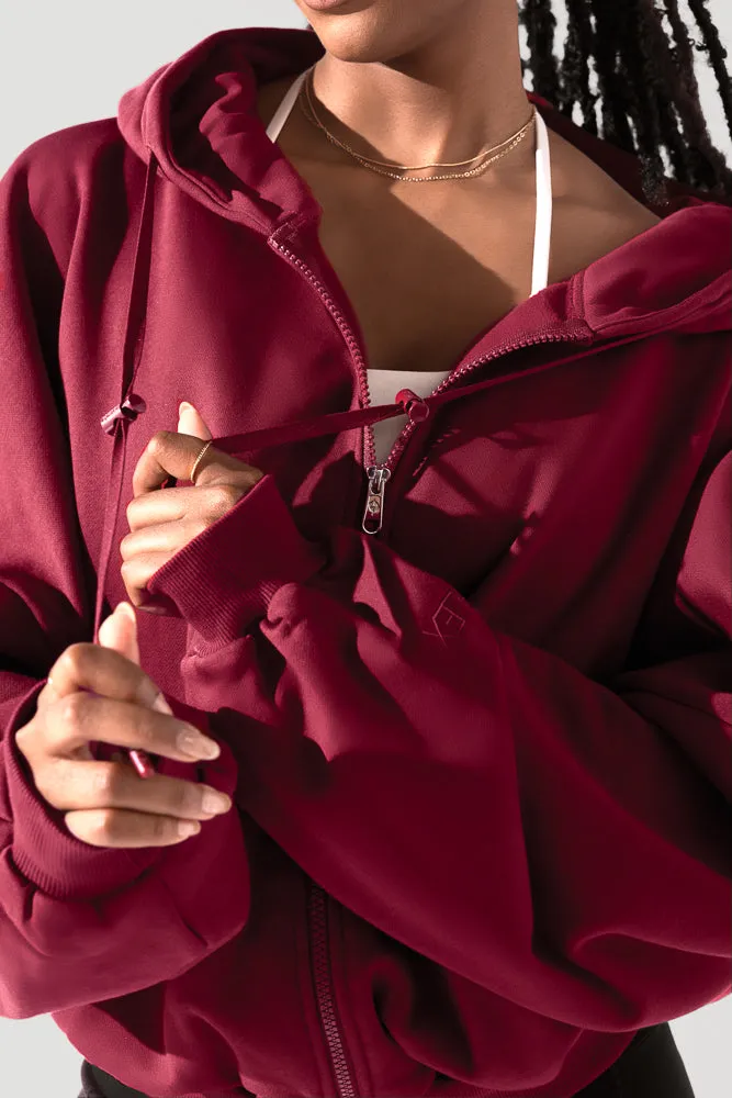 Zip Cloud Hoodie - Crimson